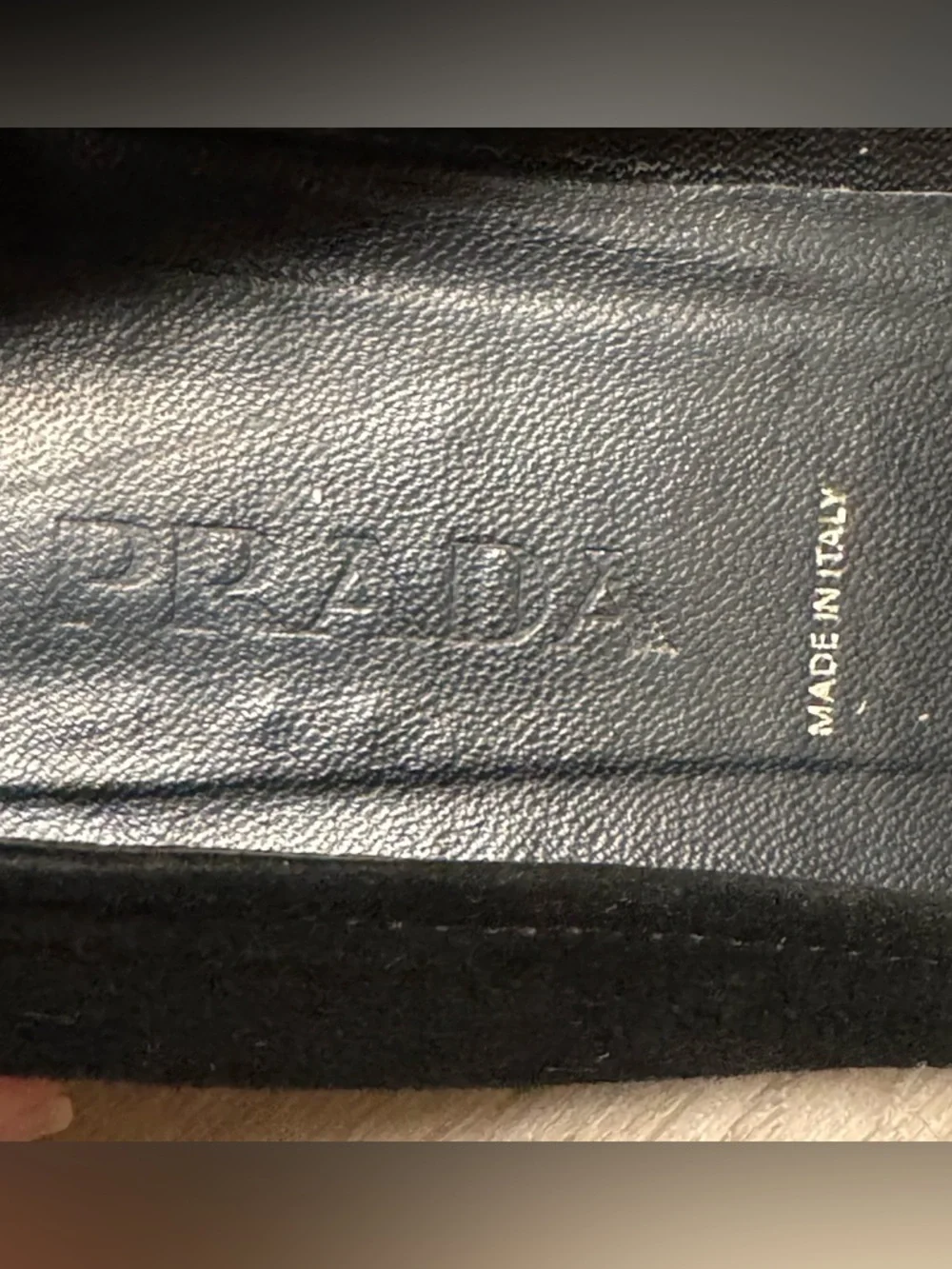 Prada Black Suede Leather Loafer Flats Size 37 US 7 Silver Hardware - Picture 13 of 16